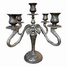 Antique Floral Silverplate Candelabra Stand Candlestick 5-Light Candle Holder picture