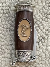 Franklin Mint Frederic Remington Bronco Buster Old West Collector Folding Knife picture