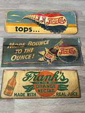 Pepsi Vintage Soda Tin Sign Lot: Tops & More Bounce + Frank's Orange Nectar picture