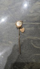 Antique Hat Stick Pin Gold? Wire Wrap Pearl Omaha Exposition 1898 SEE PHOTOS. picture