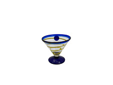 Kosta Boda Handblown Royal Caribbean Martini/Dessert Glass - Yellow Swirl & Blue picture