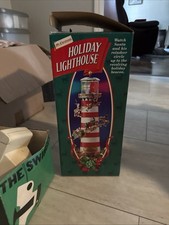 VTG 1996 Mr. Christmas Animated, Lights Holiday Lighthouse Santa & Reindeer NIB  picture