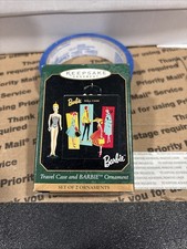 1999 Hallmark Keepsake Ornament Travel Case & Barbie Set of 2 Vintage New In Box picture