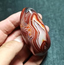 TOP 148.7 g Natural Polished Silk Banded Lace Agate Crystal Madagascar W140 picture