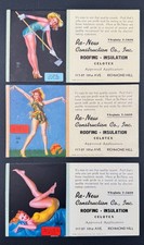 Vintage 1940s Earl Moran Pin-Up Ad Blotter Cards Lot of 3 Richmond Hill NY Ad picture