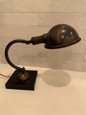 Antique Greist Copper Desk Lamp Vintage Industrial Light Slate Base picture