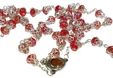Unique Red Rose Shaped Crystal Rosary picture