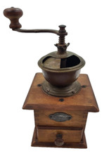 ANTIQUE  LEINBROCK'S IDEAL HAND CRANK COFFEE GRINDER WOOD, BRASS picture