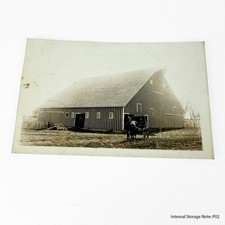 Vintage Real Photo Postcard RPPC Large Barn Horse Drawn Wagon Farm Scene picture