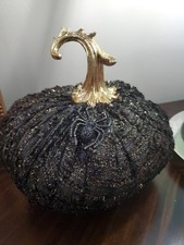 Dark Glamour French Bouclé Tweed Fall Pumpkin Mantel Decor By Gilded Maple 8x8 picture