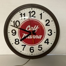 Vintage Calf Manna Advertising Wall Clock 14” Works Glass Face Made In USA picture