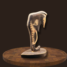 Hand Carved Wooden Elephant Sculpture Tribal Style Decorative Art Figurine 10 qt picture