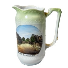 JACKSON, CALIFORNIA CA Antique MAIN STREET Souvenir China Gilded Creamer Pitcher picture