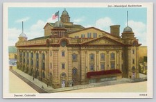 Denver, CO Municipal Auditorium Linen Postcard - 1930s-40s Sanborn Souvenir picture