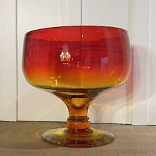 Vintage Blenko Large Amberina Compote Pedestal Footed Handblown Bowl picture