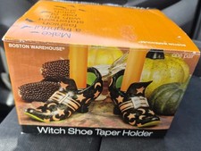 Boston Warehouse Witch Shoes Taper Candle Holder Set 2001 Halloween Decor picture