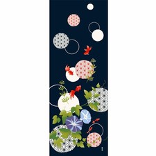 Hamamonyo Illustrated Hand Towel: Hemp Leaf and Goldfish Made in Japan picture