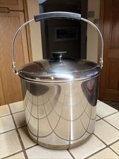 1801 Revere Ware 8 Qt Copper Clad Stainless Stock Pot w Lid Locking Bail, Helper picture