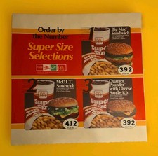 1988 McDonald's Translite Sign ORDER BY NUMBER SUPER SIZE SELECTIONS 21.75
