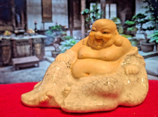 Vintage Fat Buddha 70's Chinoiserie Figurine NEW OLD STOCK perfect Hand Painted picture