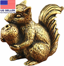 Vintage Bronze Squirrel Statue - Solid Copper Desk Decor, Paperweight, Tea Pet & picture