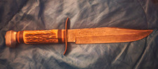 EDGE MARK 1977 Hunting Knife Fixed Blade Steel Clip Point Stag Handle Sheath picture