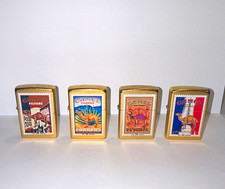 Zippo stamp lighter collection 2004 lot of 4 France, Mexico, Russia, Indonesia picture