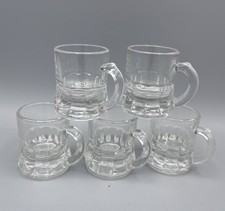 Set Of 5 Vintage FEDERAL GLASS CO Mini Beer Mug Shot Glasses with “F” Marks picture
