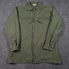 VTG US Military OG-107 Utility Shirt Mens 15.5x31 Olive Green Vietnam Sateen picture
