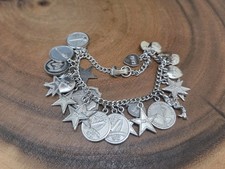 VTG STERLING BETA SIGMA PHI SORORITY CHARM BRACELET HEARTS & STARS 1950-1970’S picture