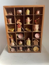 Vintage Wooden Shadow Box Copper Miniatures Wall Hanging Wooden Box picture