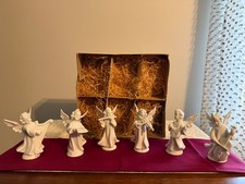 Vintage 1957 Goebel White Porcelain Angel Orchestra Set of 6 Stamped W. Germany picture