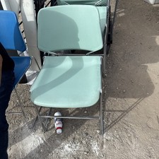 Krueger Matrix MCM Mid Century Mint Green Chrome Stackable Chairs Set 5 Vintage picture