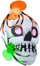 Gemmy Airblown Skull With Spiders, 5.5 ft Tall, White picture