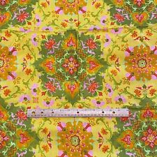 Ornate Vintage Silk Fabric Yellow Green 2.2 YD picture