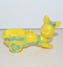 Vintage ROSBRO EASTER BUNNY With Cart Candy Container 1950s Hard Plastic picture