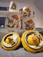 Vintage 1978 Sears Roebuck Merry Mushroom Ceramic Canisters ~ Set of 4 Japan picture