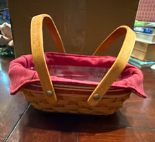 Longaberger 2004 Tree Trimming Small Handmade Basket w/ Liner & Protector picture