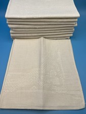 Set Of 10 Vtg Linen 15”X 16” Ivory Dinner Napkins EUC picture