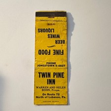 Twin Pine Inn Warren & Helen Bohn Lebanon PA Vintage Matchbook Cover 5MB130-6 picture