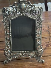 Vintage Ornate Rococo Revival Cast Metal Pewter?Table Large Easel Picture Frame picture