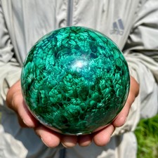 2.35LB Rare Natural Malachite quartz hand Carved sphere Crystal Healing Gem ball picture