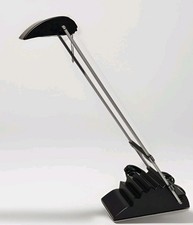 VINTAGE 1990S POSTMODERN DESK LAMP ADJUSTABLE ARM BLACK SCULPTURAL HALOGEN  picture