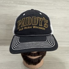 Paddy’s Old Irish Whiskey Hat Adults OSFM Black Mesh Strapback Baseball Cap picture