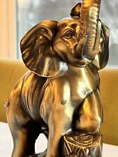 Pair Of Cast Aluminum Bronze Clad Elephant Bookends, Excellent Detailing, Heavy picture