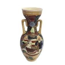 Antique Japanese Handled Vase Hand Painted Moriage Meiji Early 1900s picture