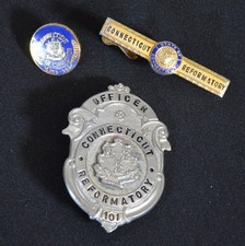 LOT Vintage Obsolete Connecticut Reformatory Officer Badge 101 Tie Clip DOC Pin picture