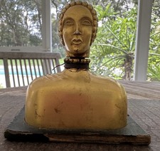 1940’s Vintage Hattie Carnegie Perfume Empty Bottle Gold Bust 3oz Large - READ picture