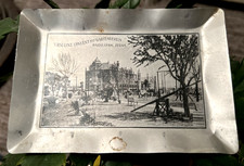 Vintage VICTORIAN ERA URSULINE CONVENT + GARTENVEREIN tray GALVESTON TX aluminum picture