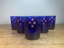 Set of 6 Cobalt Blue Glass Tumblers / Drinking Glasses picture